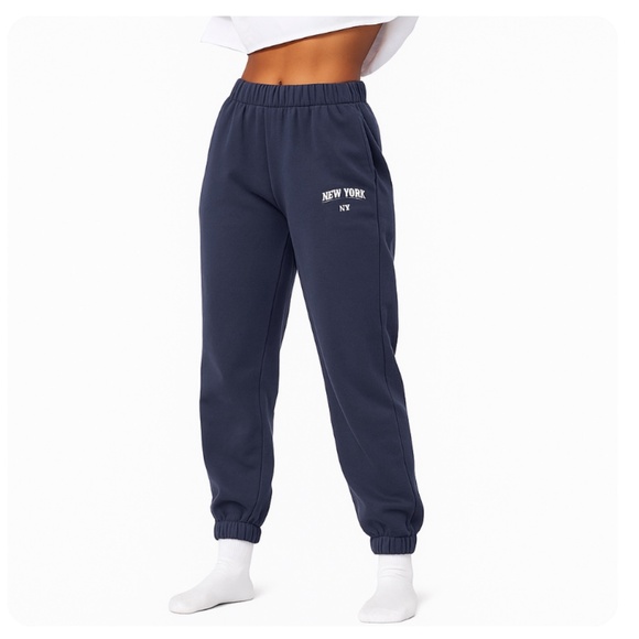 BRANDY MELVILLE Rosa Navy Blue “New York New York” Joggers OS - Picture 1 of 16